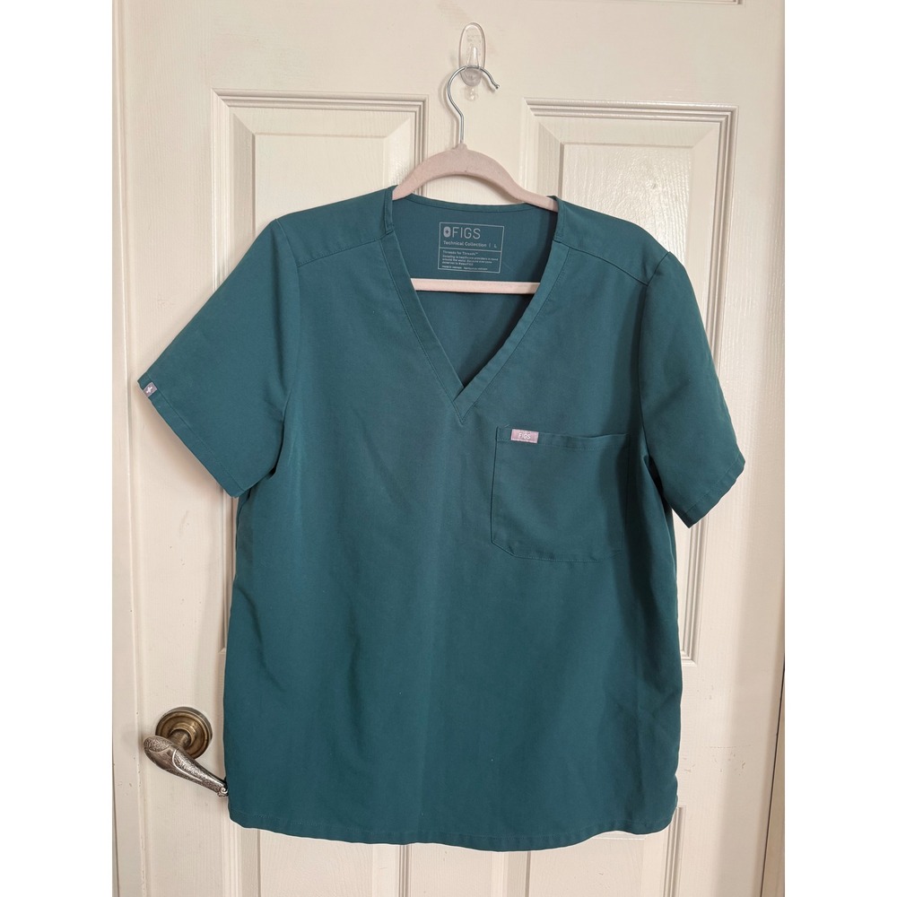 FIGS Catarina One-Pocket Scrub Top Forest Green PO 4647 V-Neck Size Large